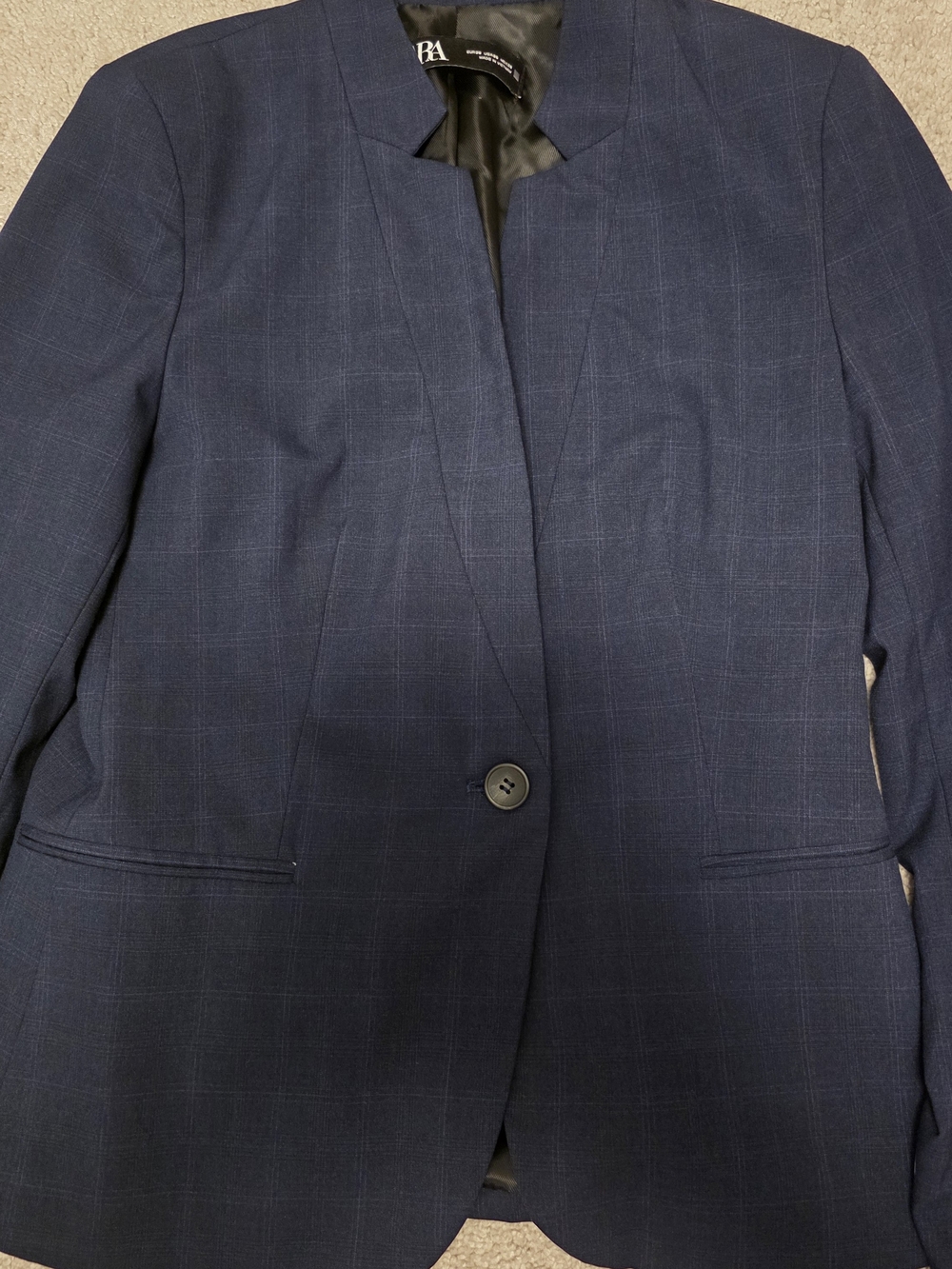 Womens ZARA Navy Single-Button Blazer Jacket